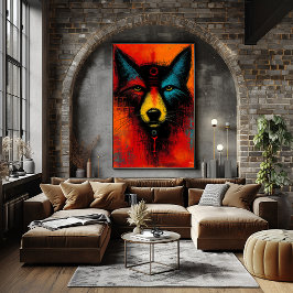Mystisk vargansikte i färgfält expressionistiskt  poster