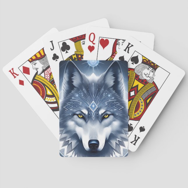 Mystisk vargporträttkonst casinokort (Baksidan)