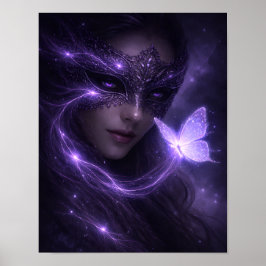 Mystisk Violett Maskerad Fjäril Fantasi Poster