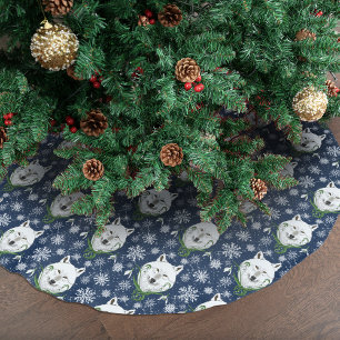 Mystisk vit arktisk varg vinter snödroppe blå julgransmatta borstad polyester