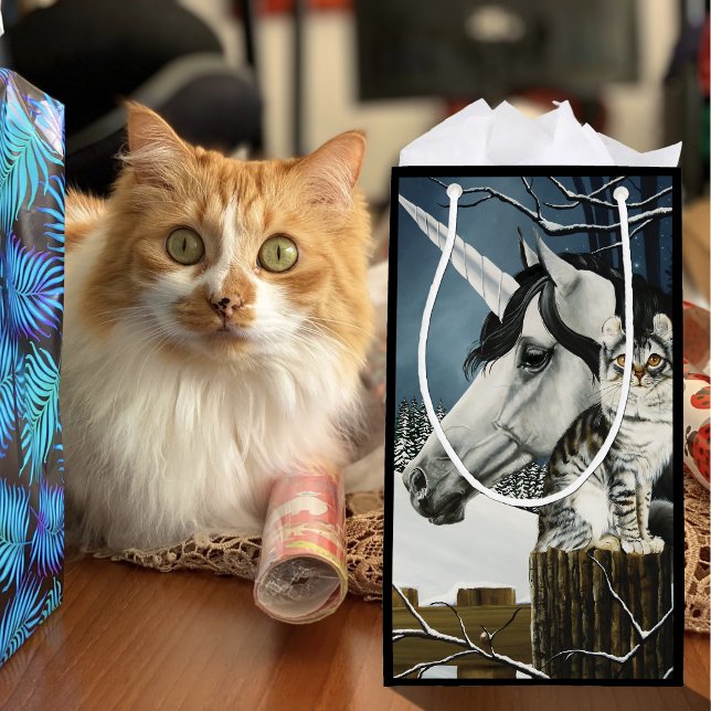 Mystisk vit grå fantasi enhörning katt vinter (Skapare uppladdad)