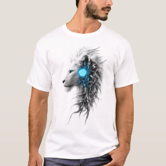 Mystisk vit lejon-fantasi-t-shirt | Blå ande Li T Shirt