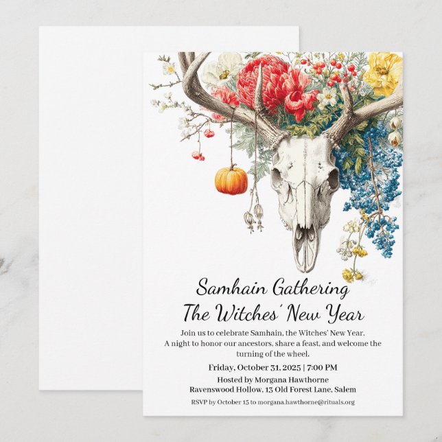 Mystiska årstider | Samhain Häxor Nyår Inbjudningar (Fram/baksida)
