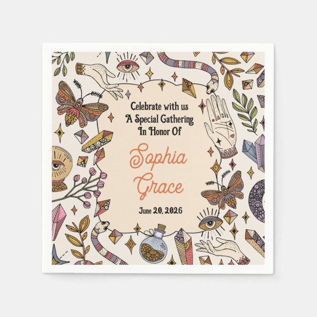 Mystiska Boho Celestiala Festsservetter Pappersservett (Framsidan)
