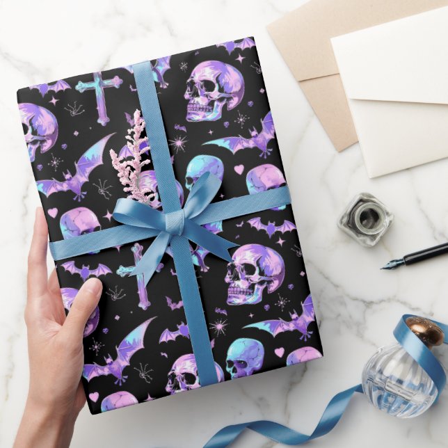 Mystiska Dödskallar Fladdermöss Och Kors Presentpapper (Gifting)