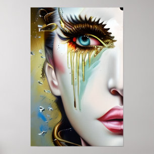 Mystiska Eteriska Vackra Kvinnor med Guld Tårar Poster