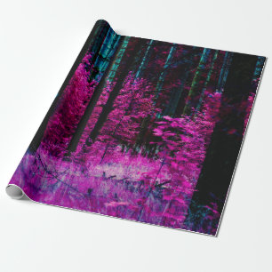 Mystiska fantasiskogar med lila träd löv presentpapper