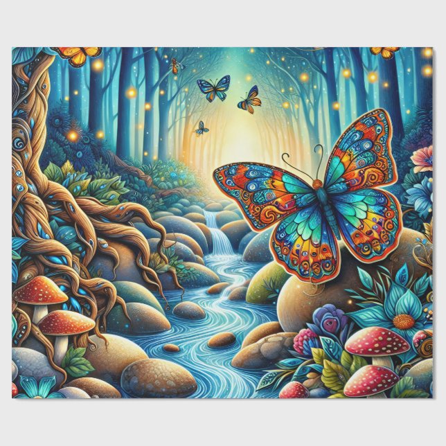 Mystiska fjärilar presentpapper (Platt)