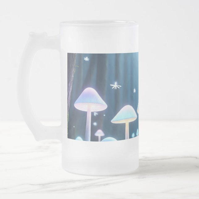 Mystiska glappande neonsvampar frostat ölglas (Vänster)
