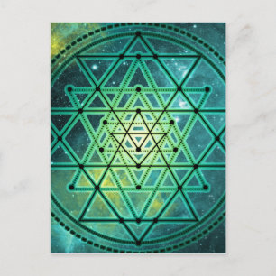 Mystiska gröna Sri Yantra Vykort