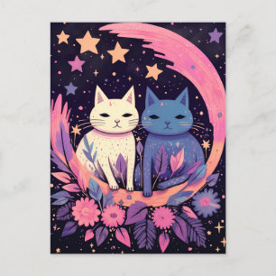 Mystiska katter under Stars vykort