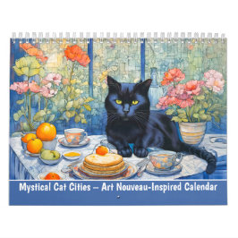 Mystiska kattstäder Art Nouveau-inspirerad kalende Kalender