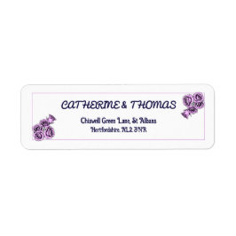 Mystiska lila ros bröllops returadressetiketter returadress etikett