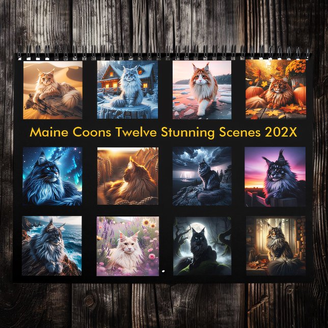 Mystiska maine Coons: Tolv bedövningsscener 202X Kalender (Skapare uppladdad)
