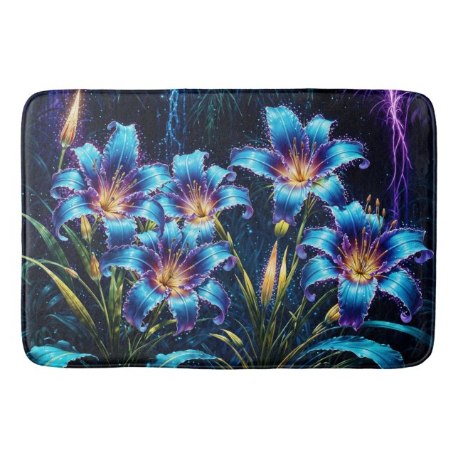 Mystiska neonliljor botaniska naturväxter badrumsmatta (Framsidan)