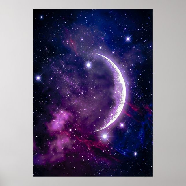 Mystiska Purpurfärgade Kosmiska Halvmåne-nebulosan Poster (Framsidan)