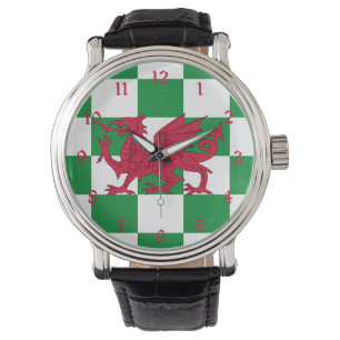 Mystiska röda keltiska drakflaggan i Wales Armbandsur
