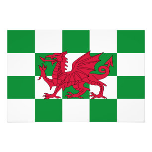Mystiska röda keltiska drakflaggan i Wales Fototryck