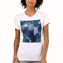 Mystiska Skogskatter Konst Whimsical Natt Katt