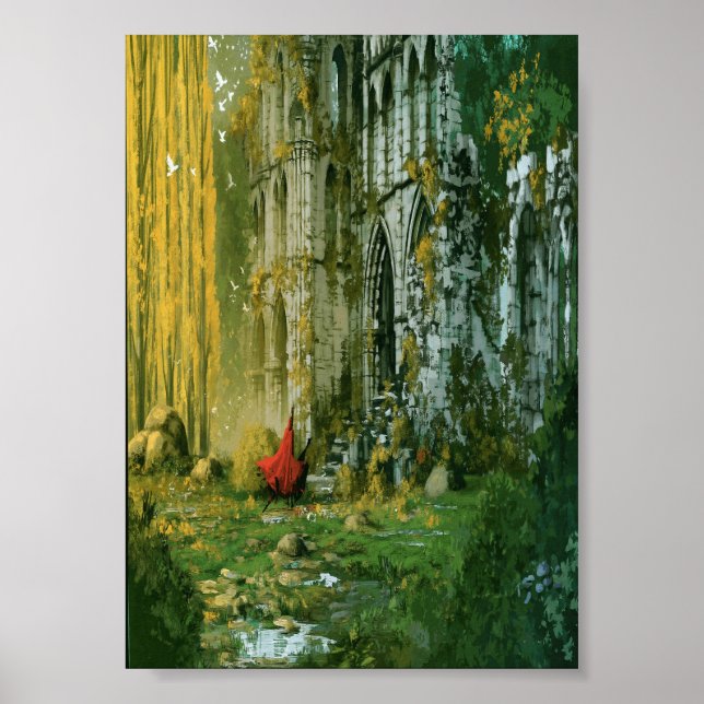 Mystiska skogsruiner och vandring  poster (Framsidan)