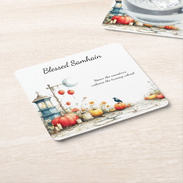 Mystiska sömnar | Samhain Witchy Design Underlägg Papper Kvadrat (Vinklad)