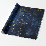 Mystiska stjärnor presentpapper<br><div class="desc">Den blå gotiska blommigten som är papper med ljusa gyllene stjärnor.</div>