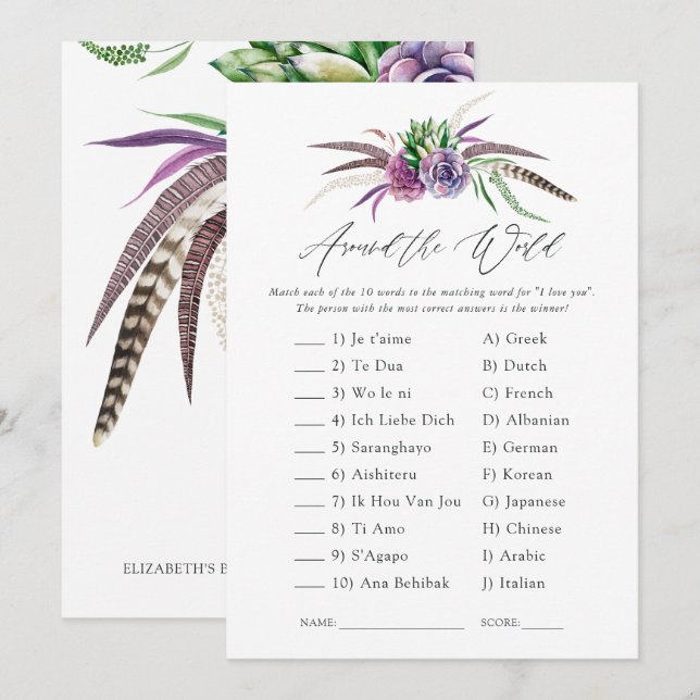 Mystiska succulars Möhippa spel Inbjudningar (Fram/baksida)