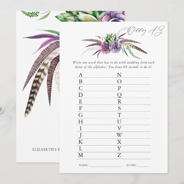 Mystiska succulars Möhippa spel Inbjudningar (Fram/baksida)