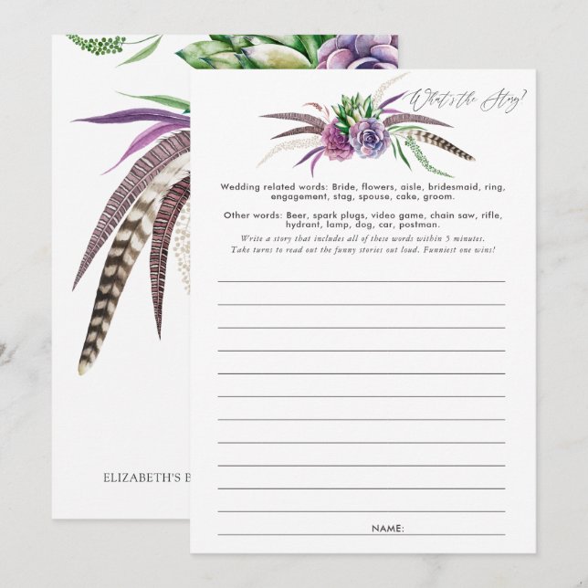 Mystiska succulars Möhippa spel Inbjudningar (Fram/baksida)