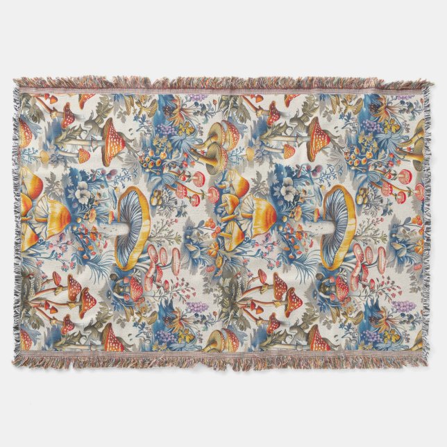 Mystiska svampar i Toile De Jouy Filt (Framsidan)