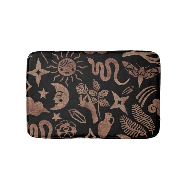 Mystiska symboler: orm, sol, måne. badrumsmatta (Framsidan)