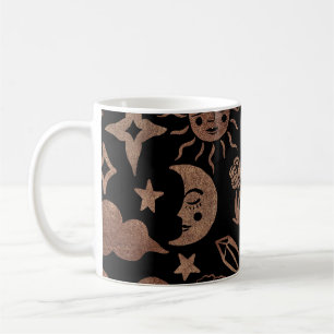 Mystiska symboler: orm, sol, måne. kaffemugg