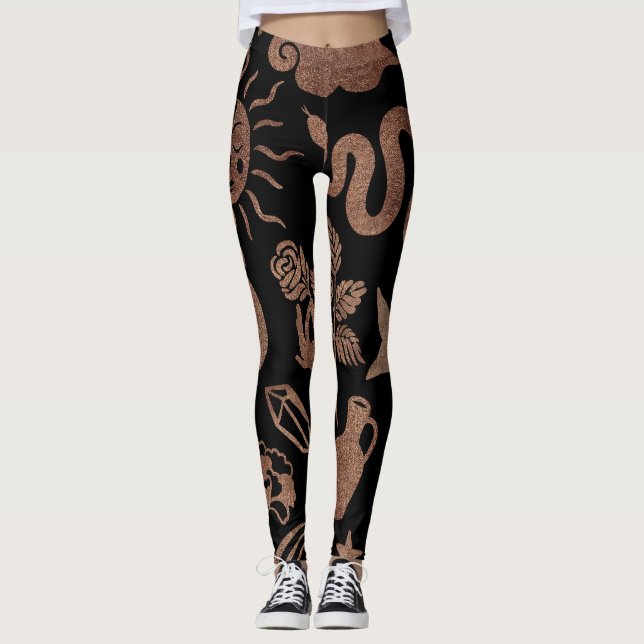 Mystiska symboler: orm, sol, måne. leggings (Framsida)