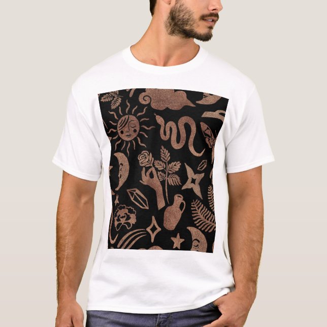 Mystiska symboler: orm, sol, måne. t shirt (Framsida)