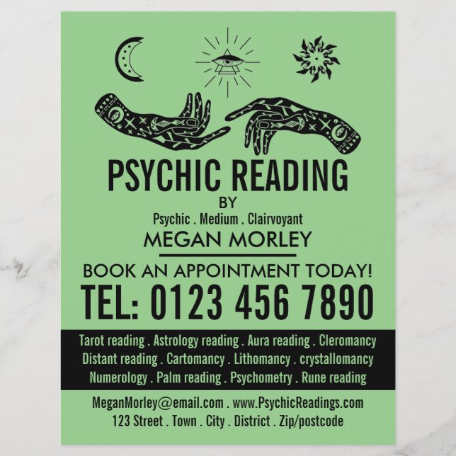 Mystiska symboler, Psychic Reading Advertising Reklamblad (Framsidan)