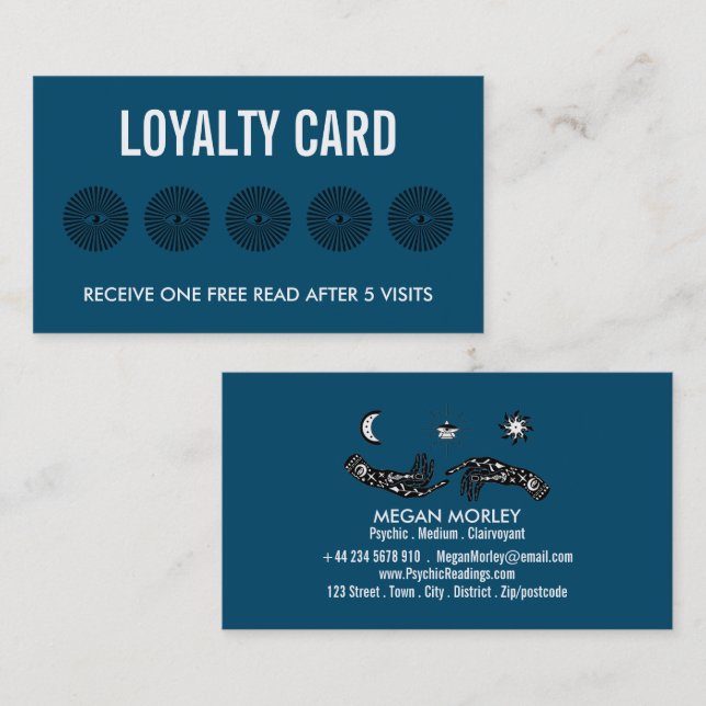 Mystiska symboler, Psychic Reading Loyalty Visitkort (Fram/baksida)