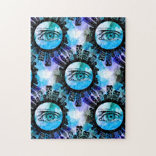 Mystiska tendenser i Contemporary Stil i staden Pussel (Vertikal)