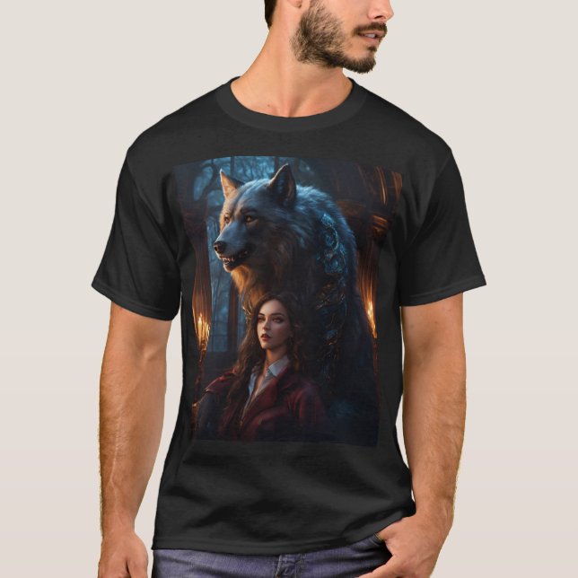 Mystiska Varger: Mörk Fantasy Academy Romantik T Shirt (Framsida)