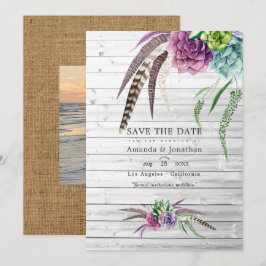 Mystiska vattenfärgssuckulenter bohemisk bröllop spara datumet