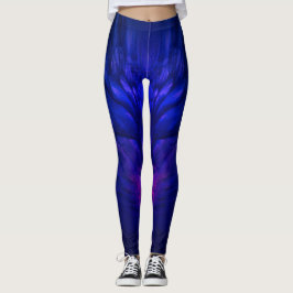 Mystiska vingar med djupblå fjädrar leggings