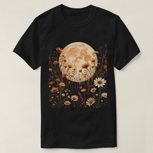 Mystiska Wildblommor och full måne. T Shirt (Design framsida)