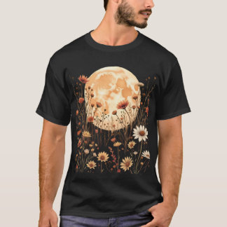 Mystiska Wildblommor och full måne. T Shirt