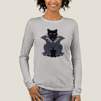 Mystiskt blå batik kattdrottning grafisk t-shirt