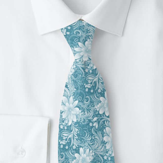 Mystiskt Blått Blommigt Batik Slips (Skapare uppladdad)