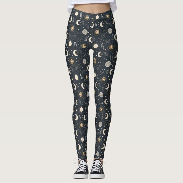 Mystiskt Celest månmönster Leggings (Framsida)