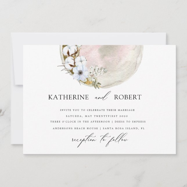 mystiskt fullt måne bohemian rosa Bröllop Inbjudningar (Framsida)