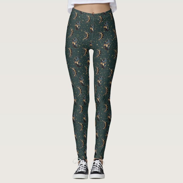 Mystiskt halvmåne stjärnmönster leggings (Framsida)