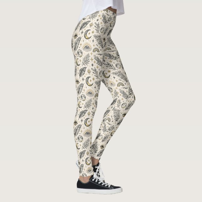 Mystiskt himmelsk månstjärnmönster leggings (Höger)