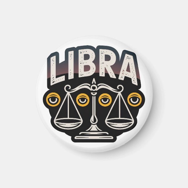 Mystiskt Libra-stjärnteckenemblem Magnet (Framsidan)