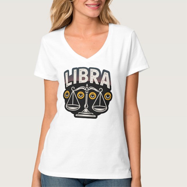 Mystiskt Libra-stjärnteckenemblem T Shirt (Framsida)